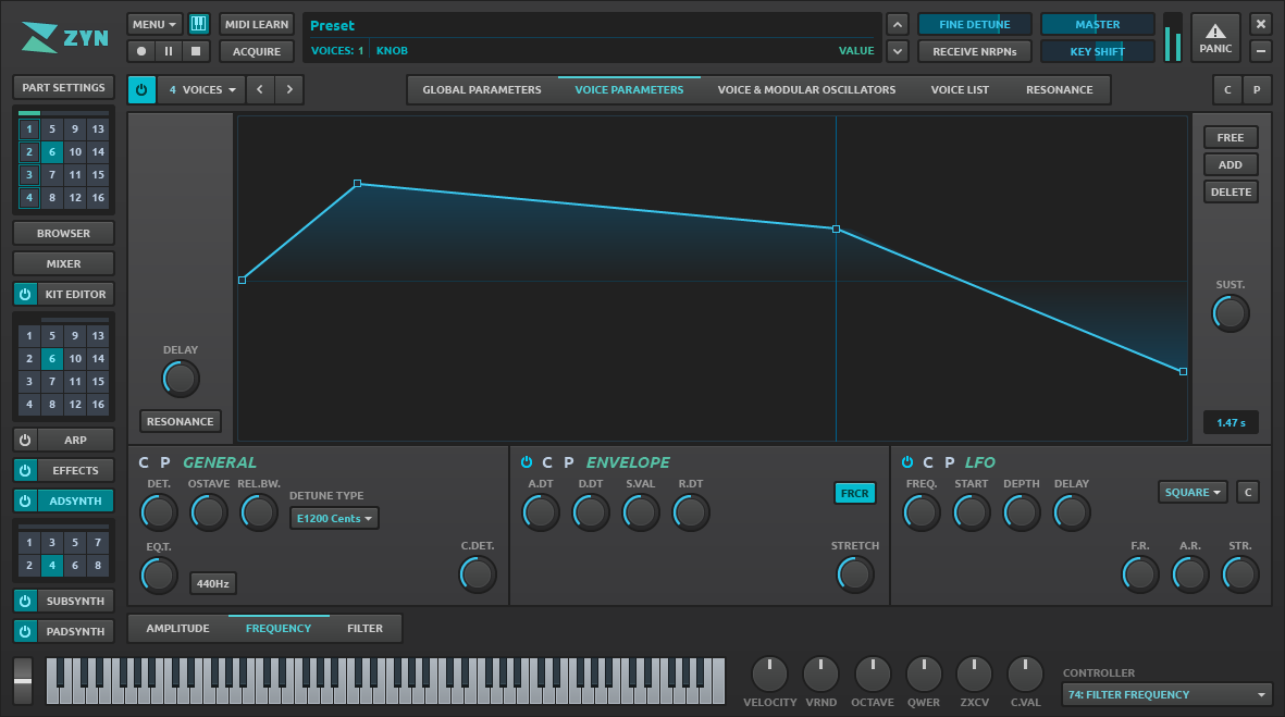 add synth voice parameters frequency